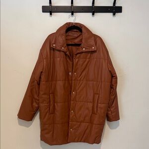 Blank NYC Brown Puffer Vegan Leather Jacket